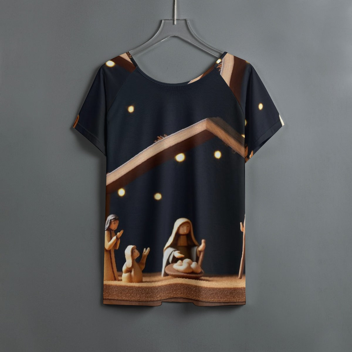 All-Over Print Women's Round Neck T-shirt With Raglan Sleeve