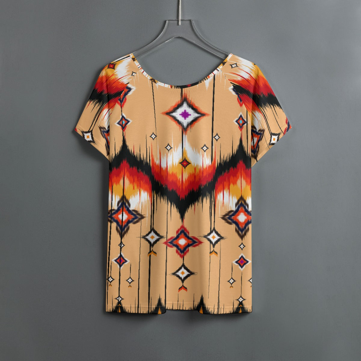 All-Over Print Women's Round Neck T-shirt With Raglan Sleeve