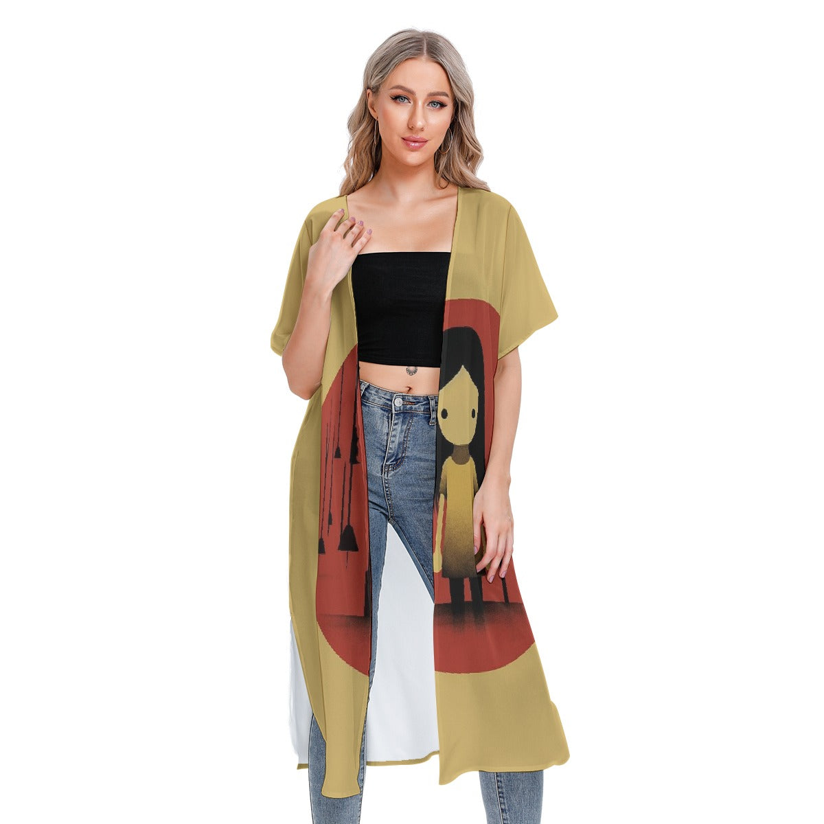 All-Over Print Women's Short Sleeve Cardigan