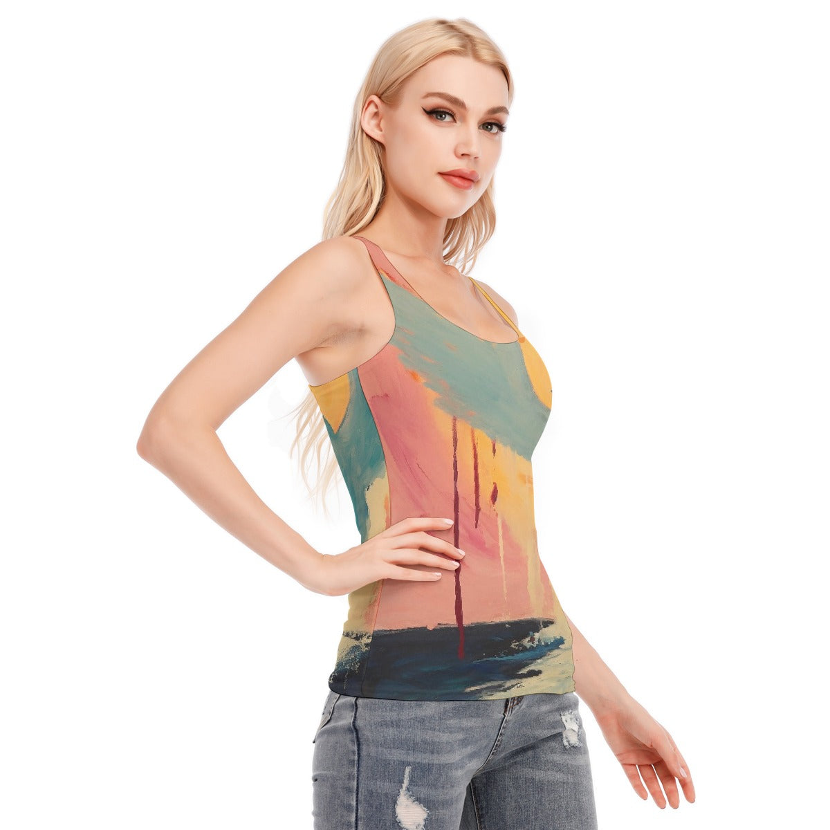 All-Over Print Women's Racer Vest | 190GSM Cotton