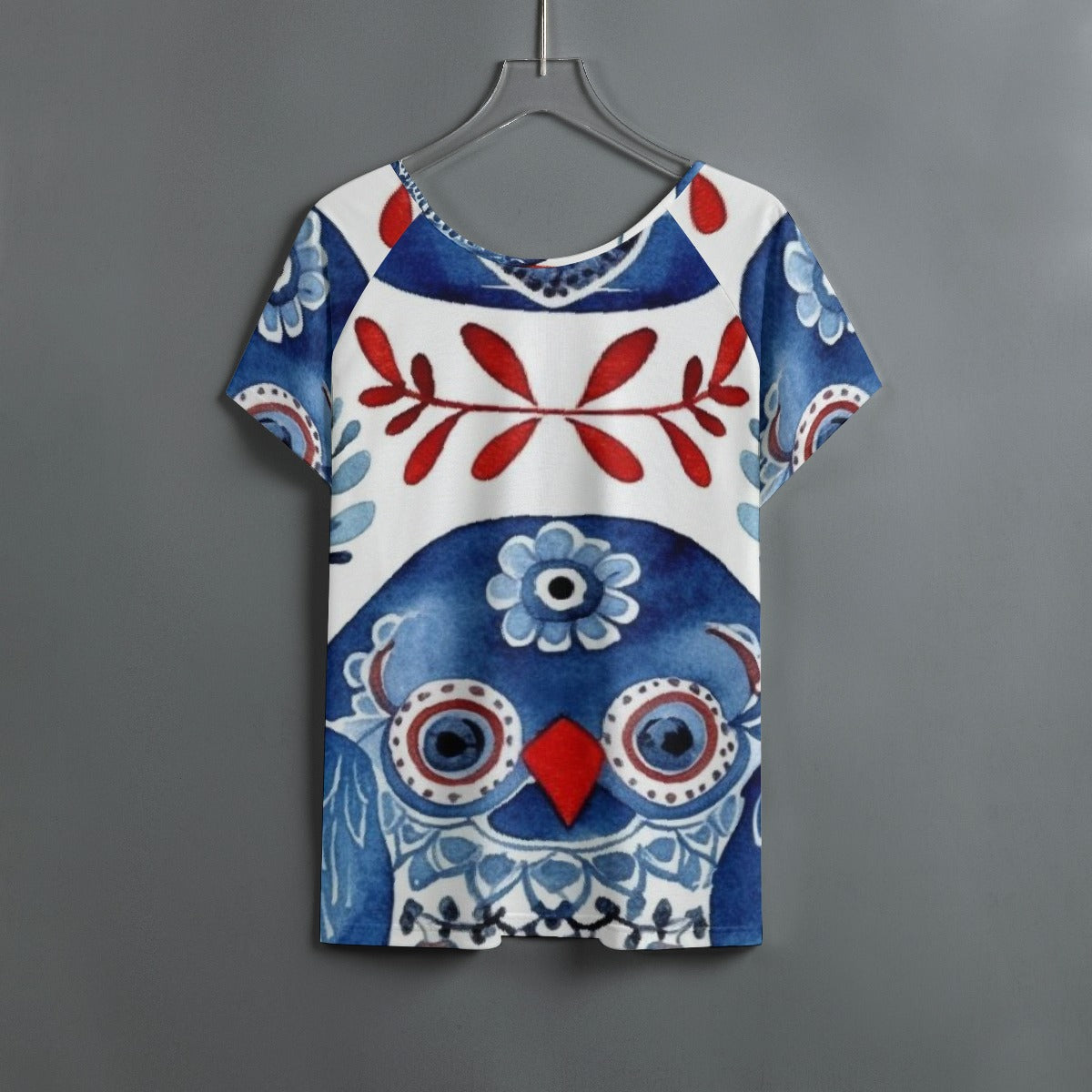 All-Over Print Women's Round Neck T-shirt With Raglan Sleeve