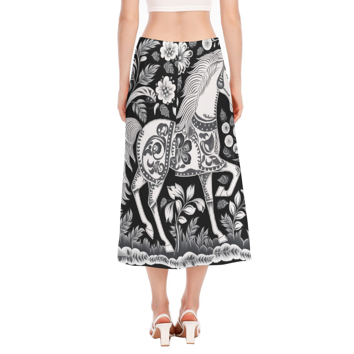 All-Over Print Women's High Slit Long Skirt