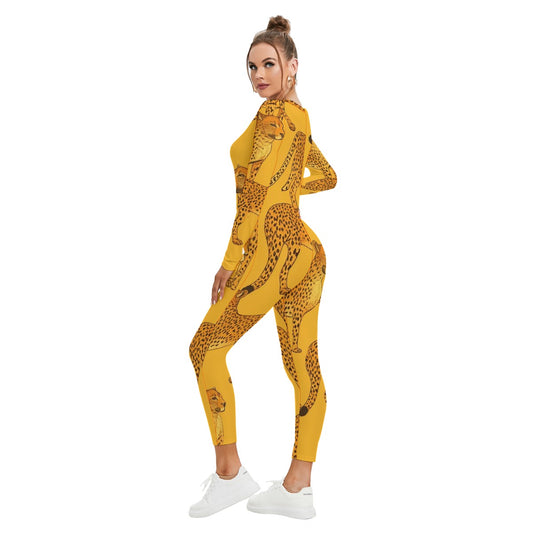 All-Over Print Women's Plunging Neck Jumpsuit