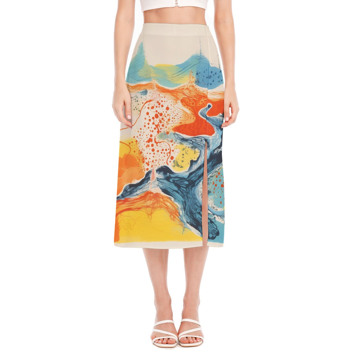 All-Over Print Women's High Slit Long Skirt