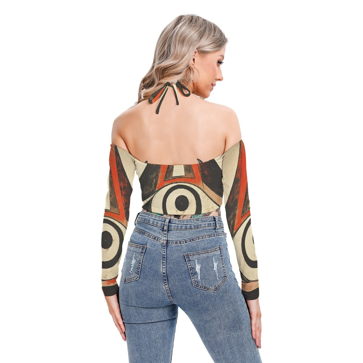 All-Over Print Women's Halter Lace-up Top