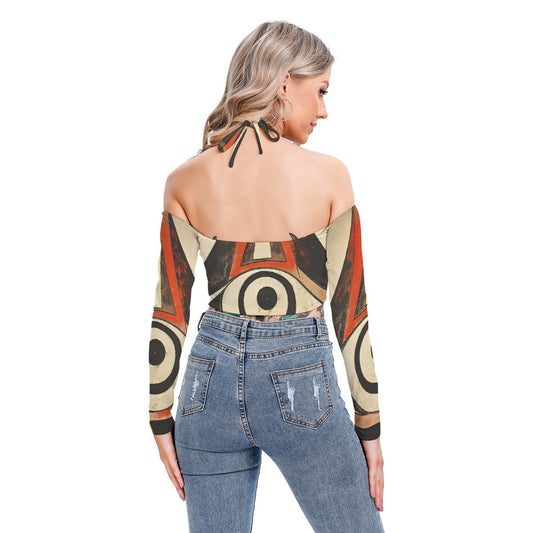 All-Over Print Women's Halter Lace-up Top