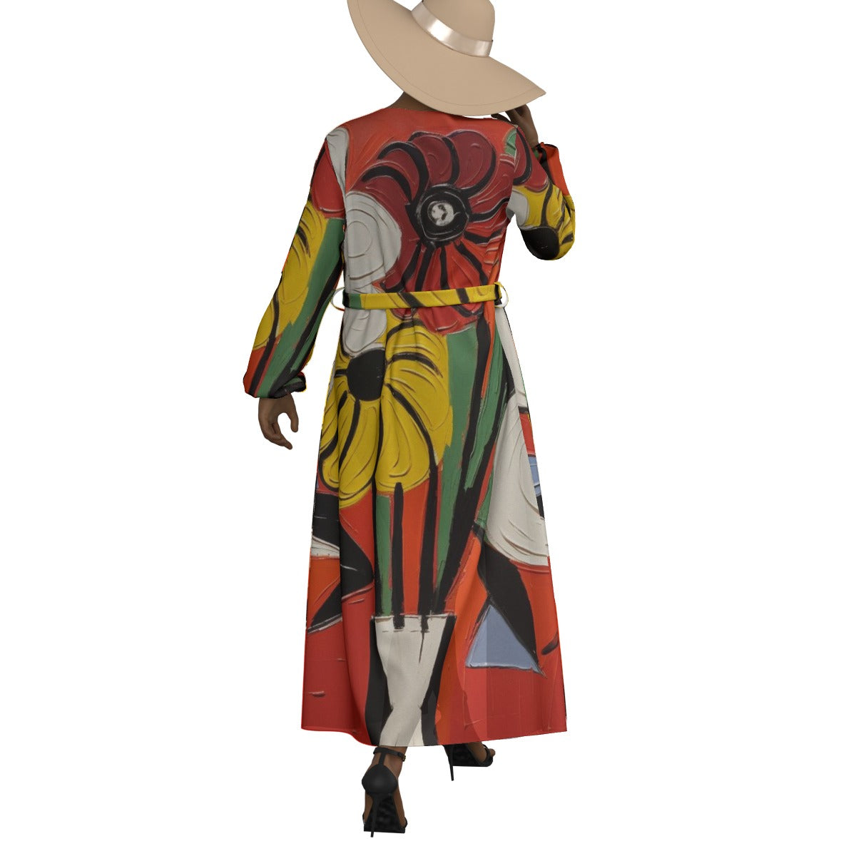 All-Over Print Women's Lace-up Chiffon Robe