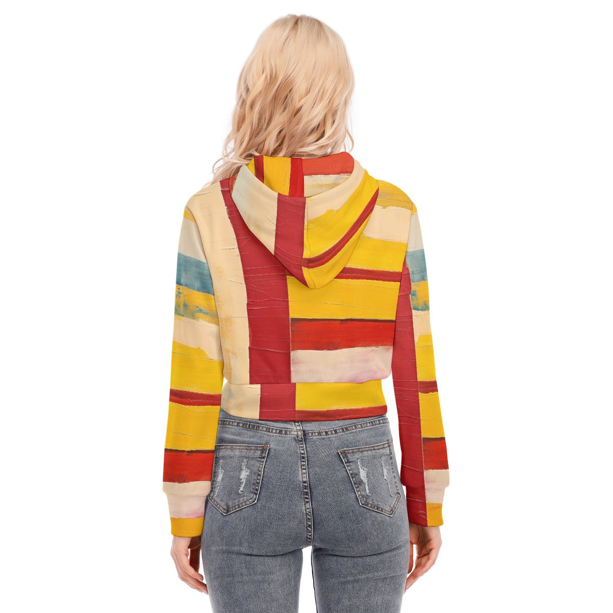 All-Over Print Women's Crop Top Hoodie With Zipper Closure