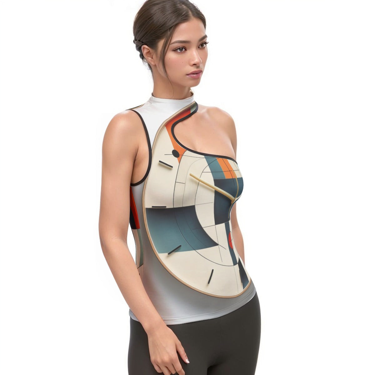 All-Over Print Women's Halter Sleeveless Asymmetrical Tank Top