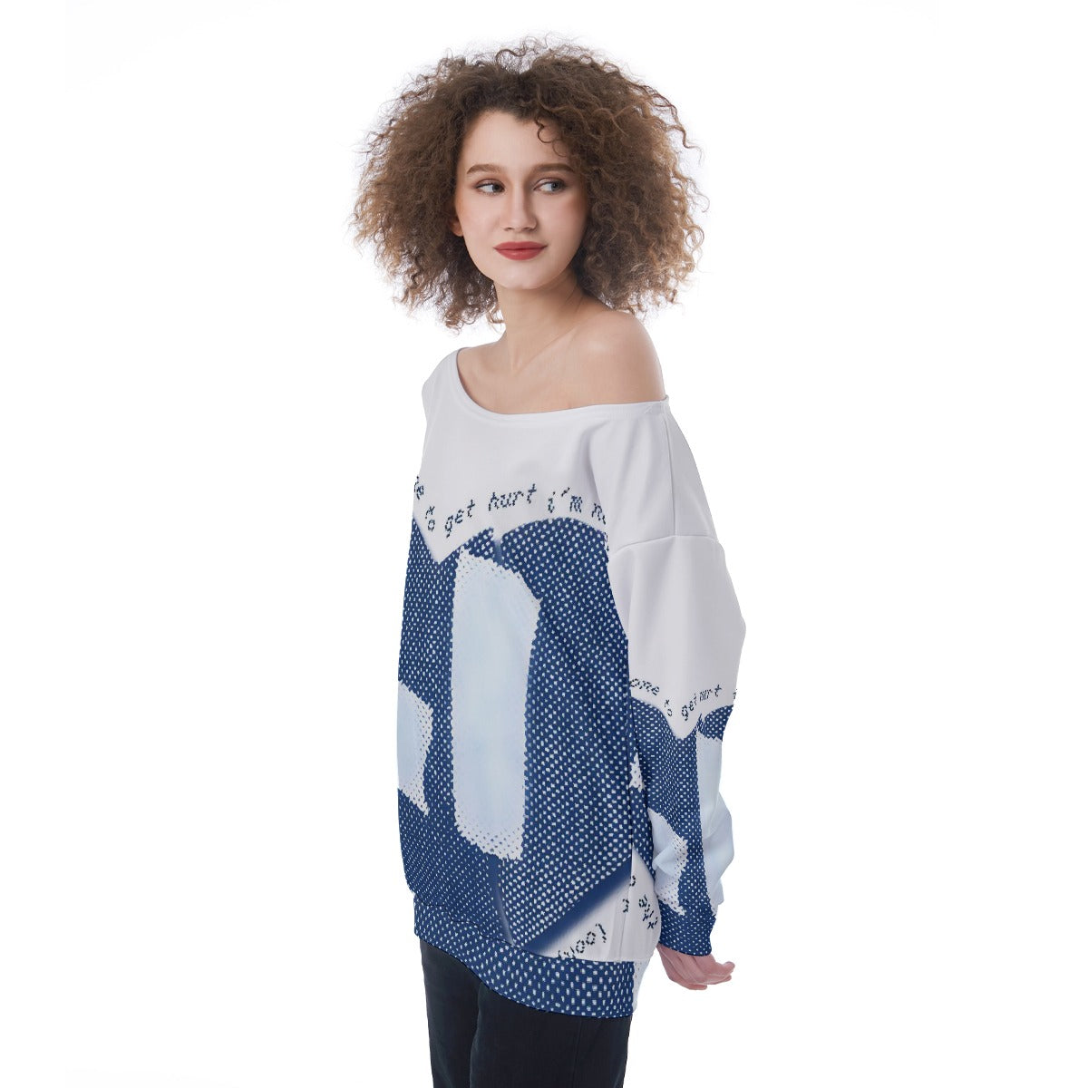 All-Over Print Oversized Women's Off-Shoulder Sweatshirt