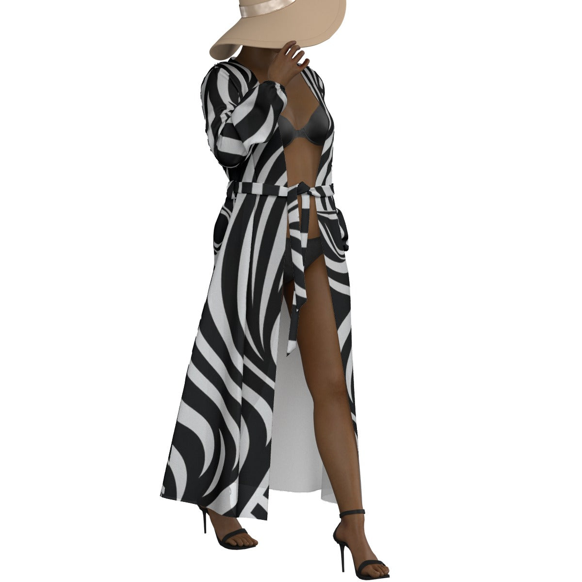 All-Over Print Women's Lace-up Chiffon Robe