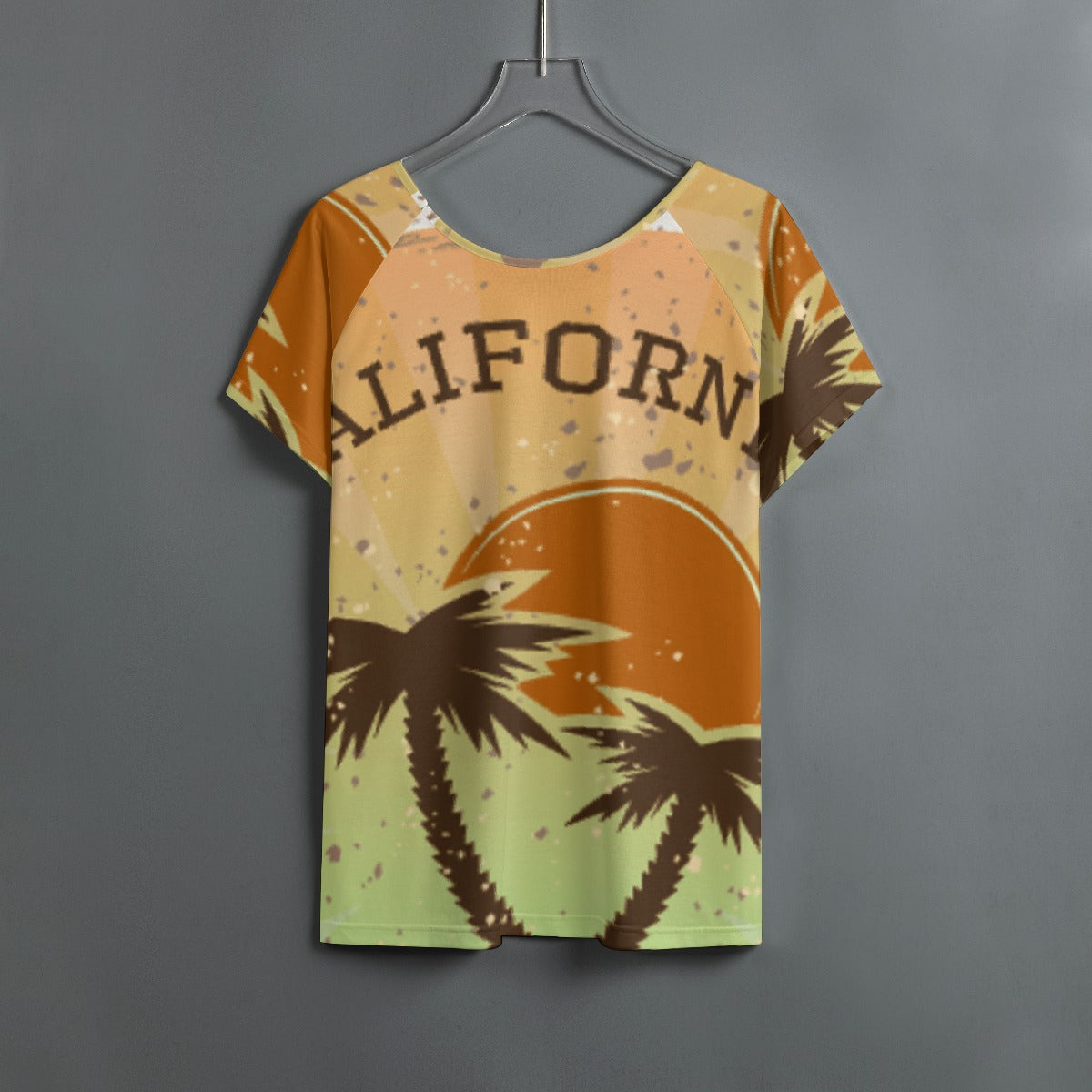 All-Over Print Women's Round Neck T-shirt With Raglan Sleeve