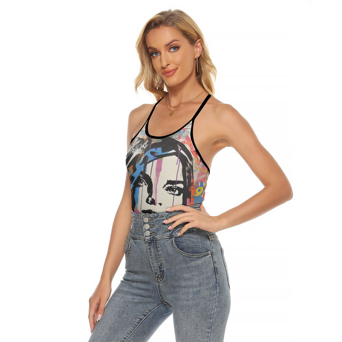 All-Over Print Women's Criss-Cross Open Back Tank Top