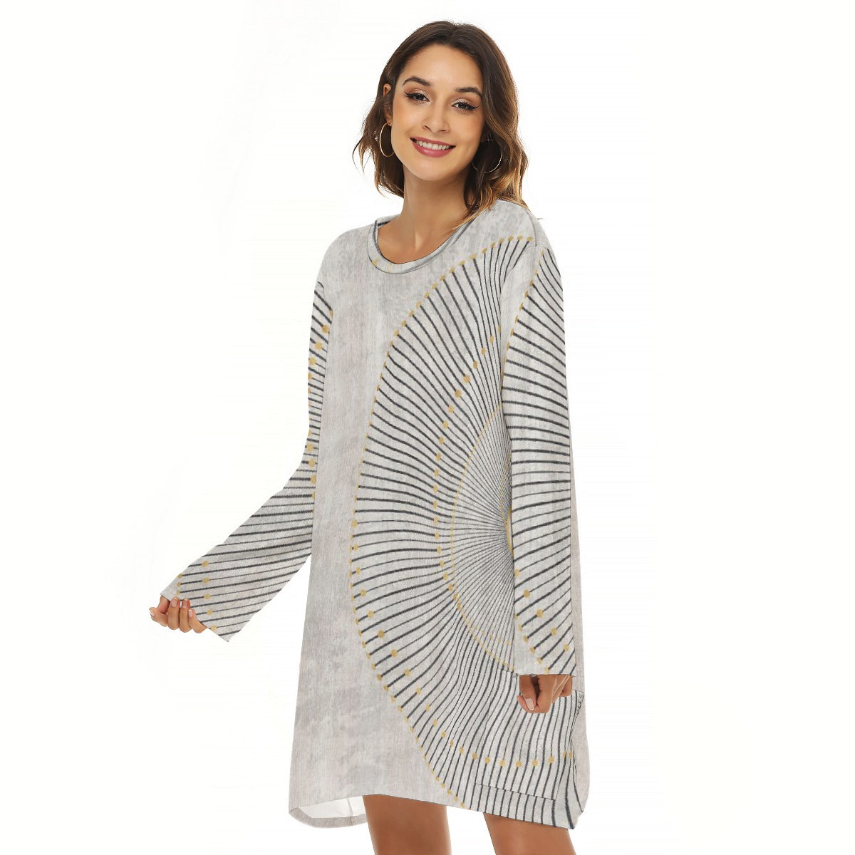 All-Over Print  Women's Loose Crew Neck Dress