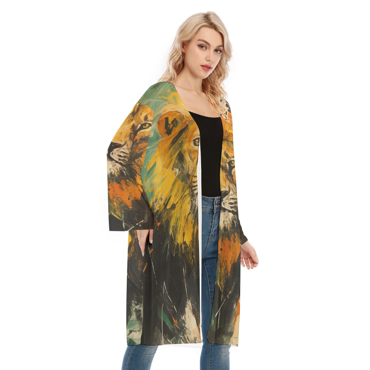 All- Over Print Women's Long Sleeve Mesh Cardigan