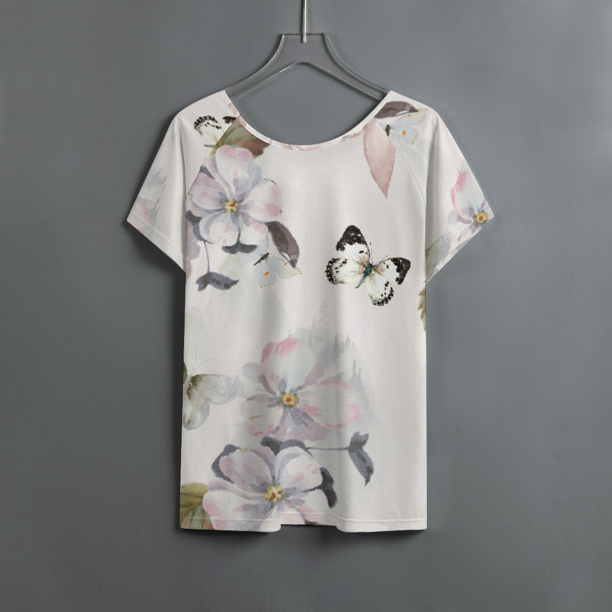 All-Over Print Women's Round Neck T-shirt With Raglan Sleeve
