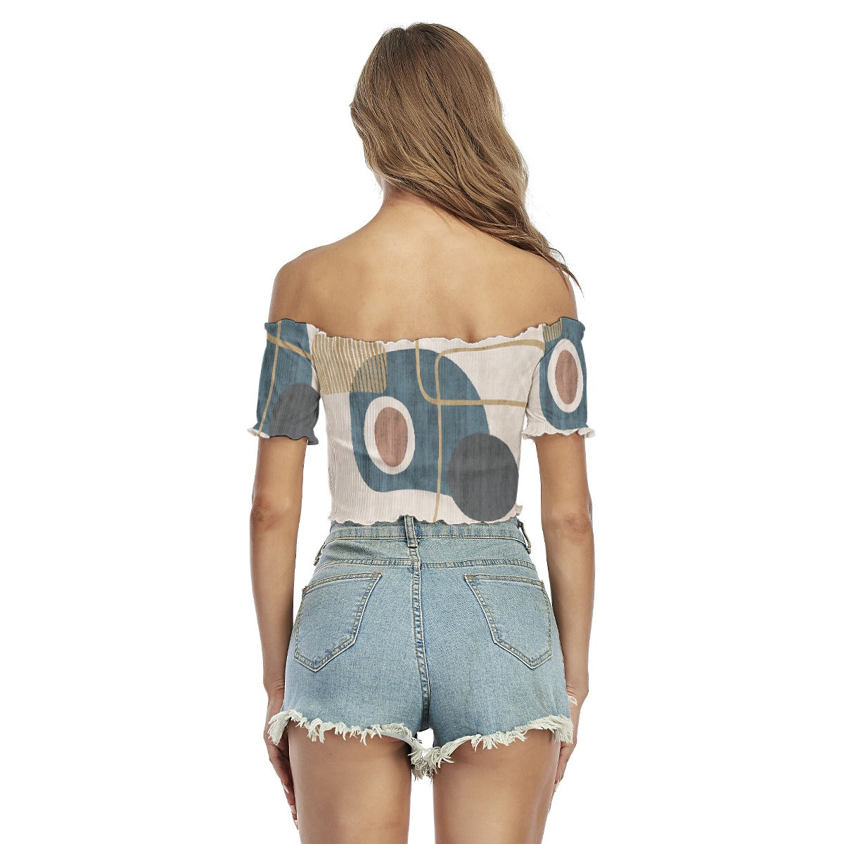All-Over Print Women's One-shoulder Off-the-navel Short Sleeve T-shirt