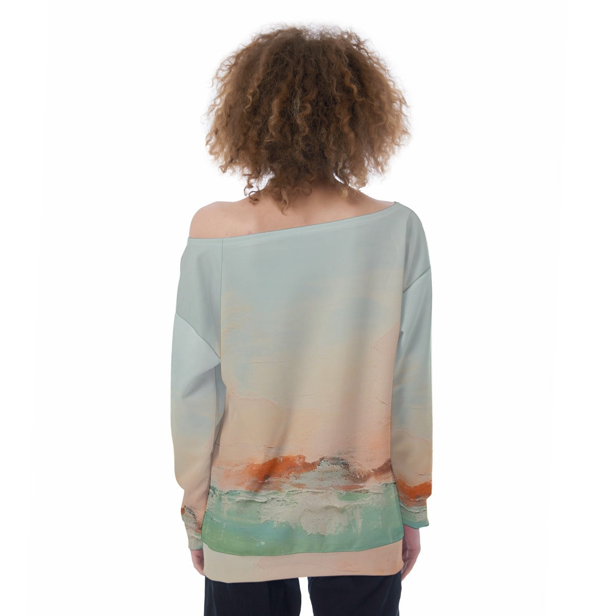 All-Over Print Oversized Women's Off-Shoulder Sweatshirt