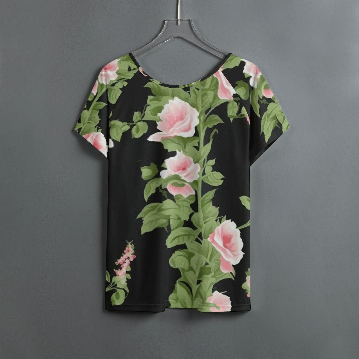 All-Over Print Women's Round Neck T-shirt With Raglan Sleeve