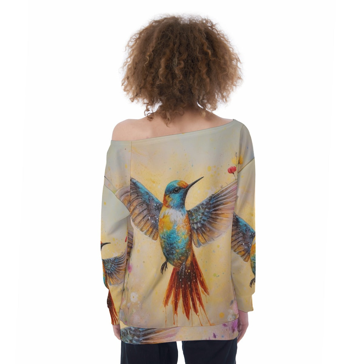 All-Over Print Oversized Women's Off-Shoulder Sweatshirt