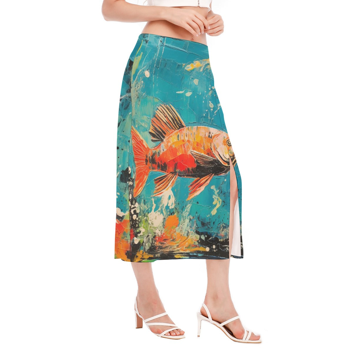 All-Over Print Women's High Slit Long Skirt