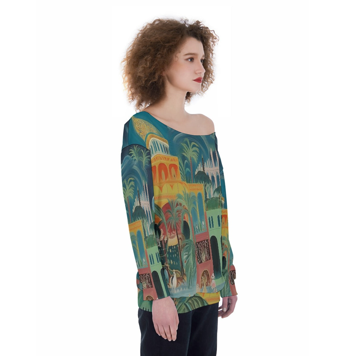 All-Over Print Oversized Women's Off-Shoulder Sweatshirt