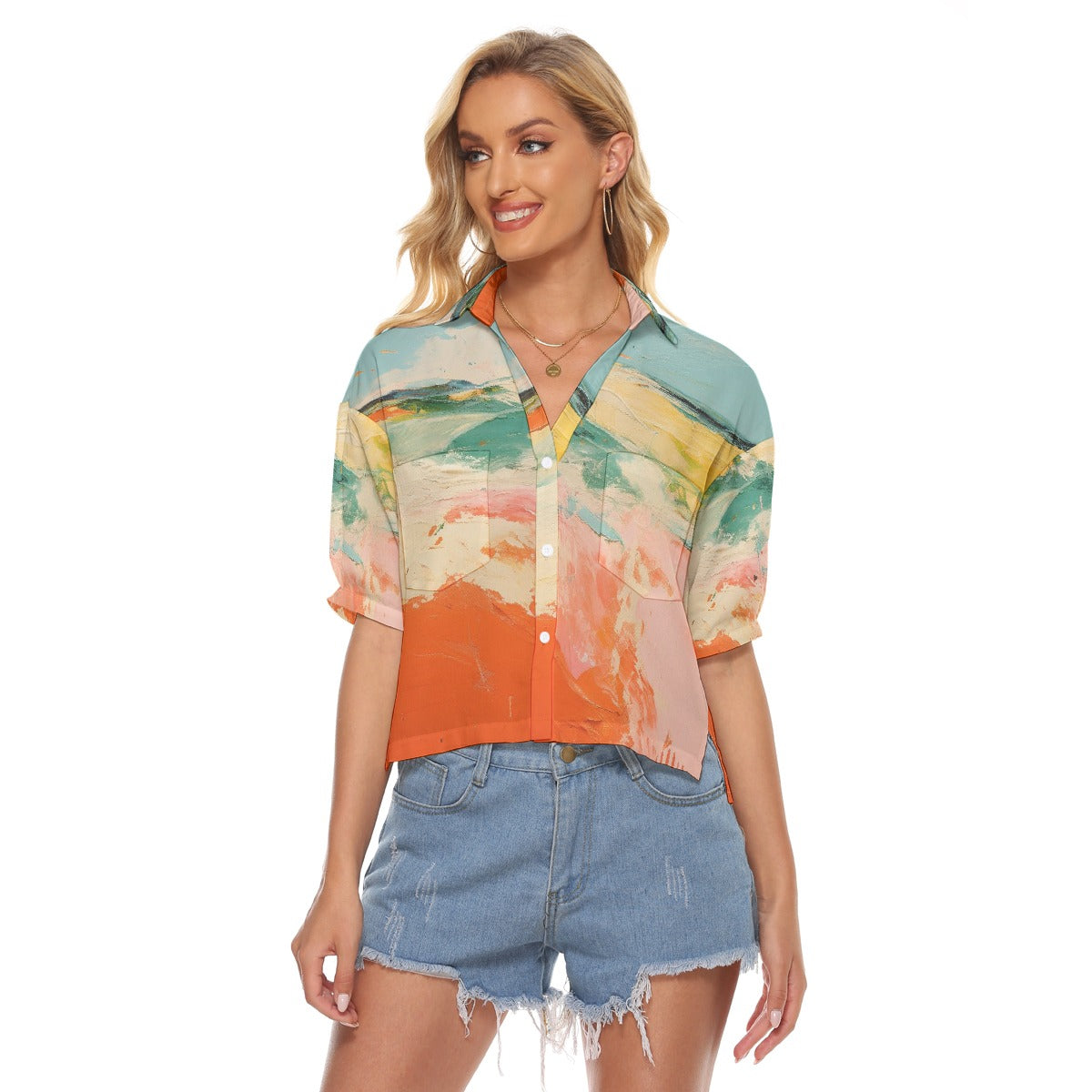 All-Over Print Women's V-neck Shirts