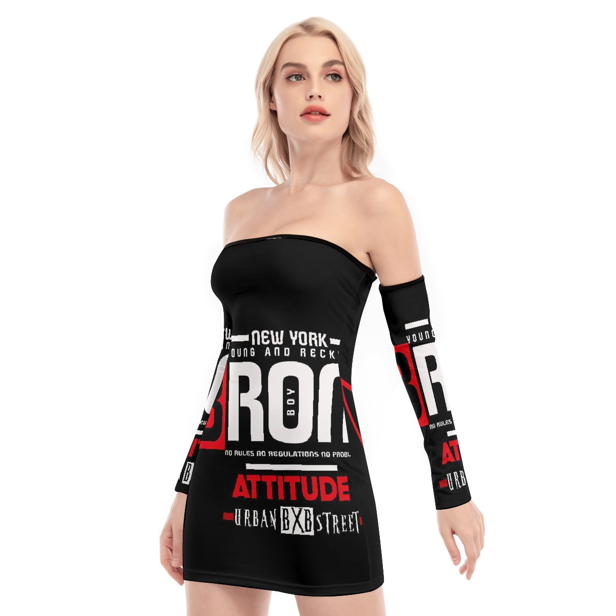 All-Over Print Women's Off-shoulder Back Lace-up Dress