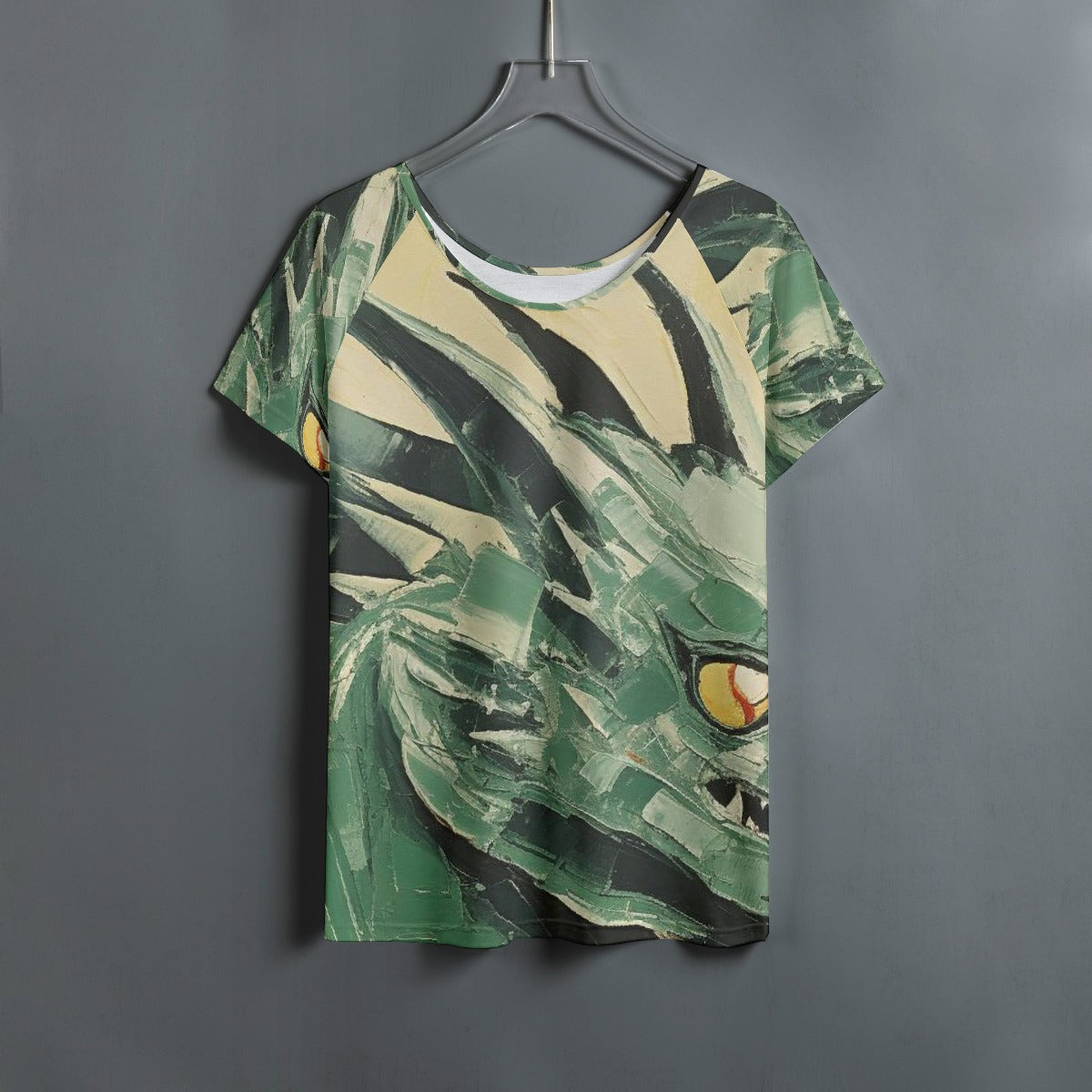 All-Over Print Women's Round Neck T-shirt With Raglan Sleeve