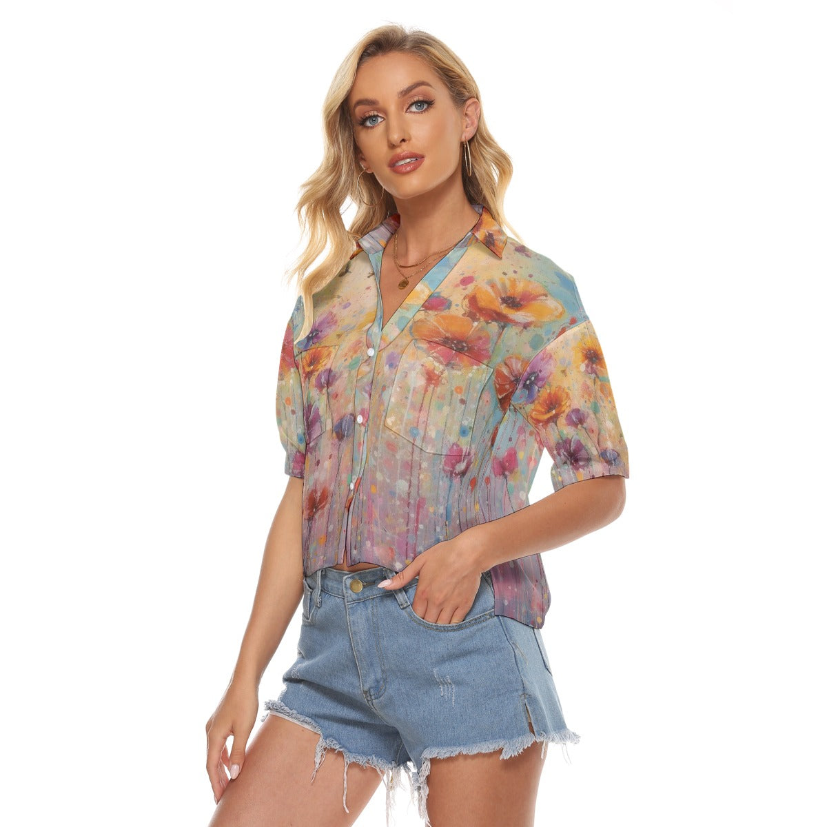 All-Over Print Women's V-neck Shirts