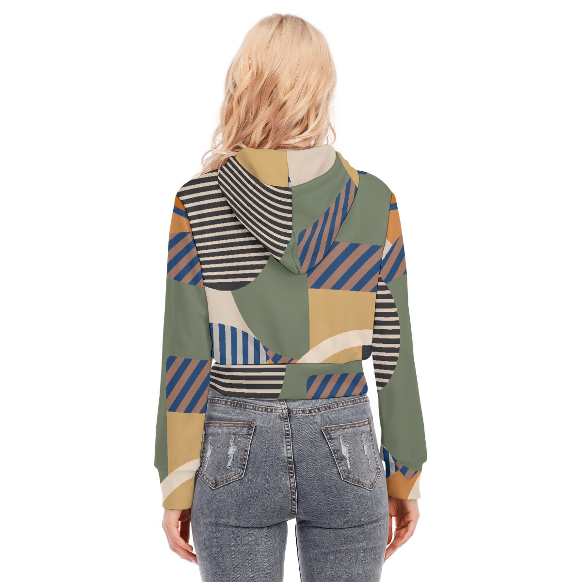 All-Over Print Women's Crop Top Hoodie With Zipper Closure