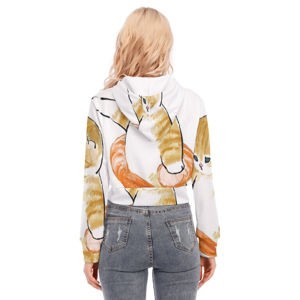 All-Over Print Women's Crop Top Hoodie With Zipper Closure