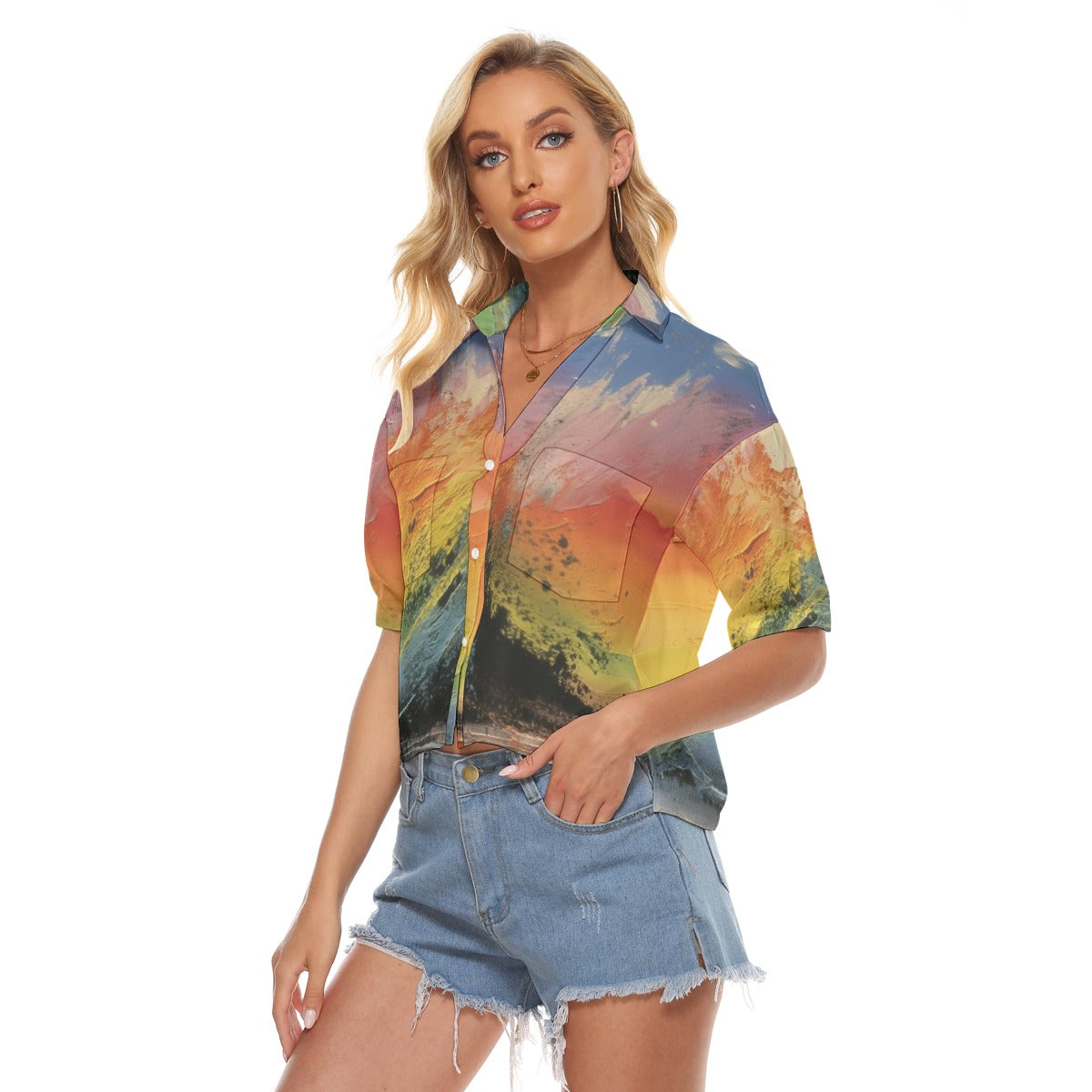 All-Over Print Women's V-neck Shirts