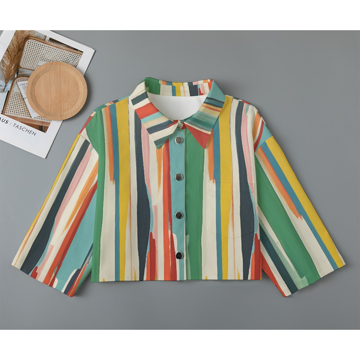 All-Over Print Women's Cropped Jacket | 245GSM Cotton