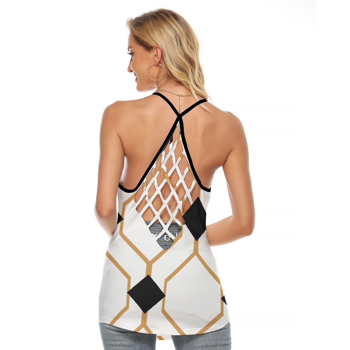 All-Over Print Women's Criss-Cross Open Back Tank Top