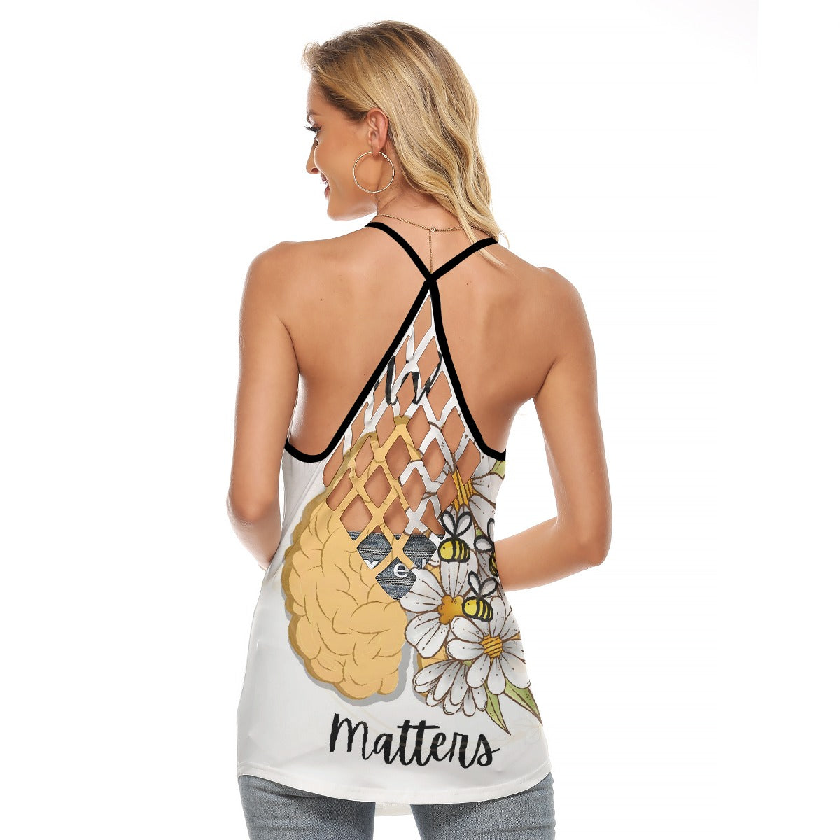 All-Over Print Women's Criss-Cross Open Back Tank Top