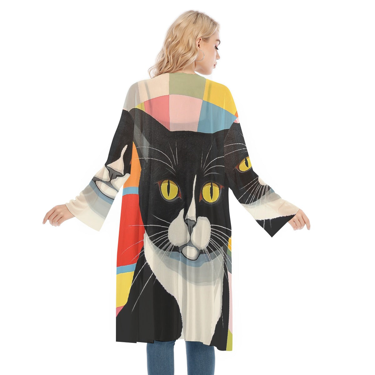 All- Over Print Women's Long Sleeve Mesh Cardigan