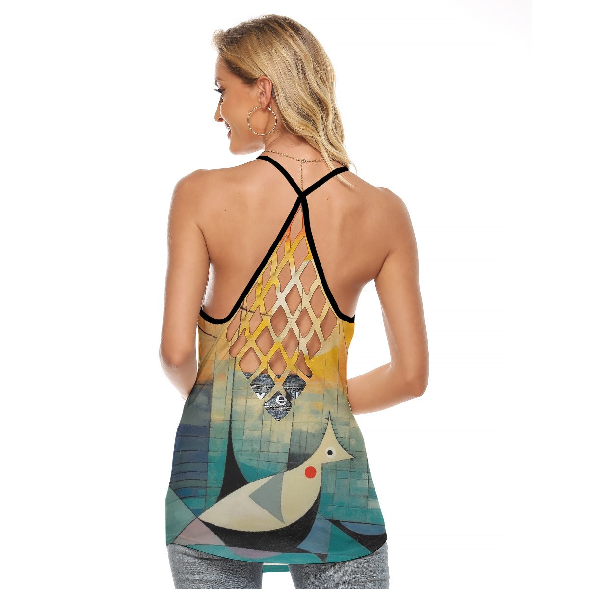 All-Over Print Women's Criss-Cross Open Back Tank Top