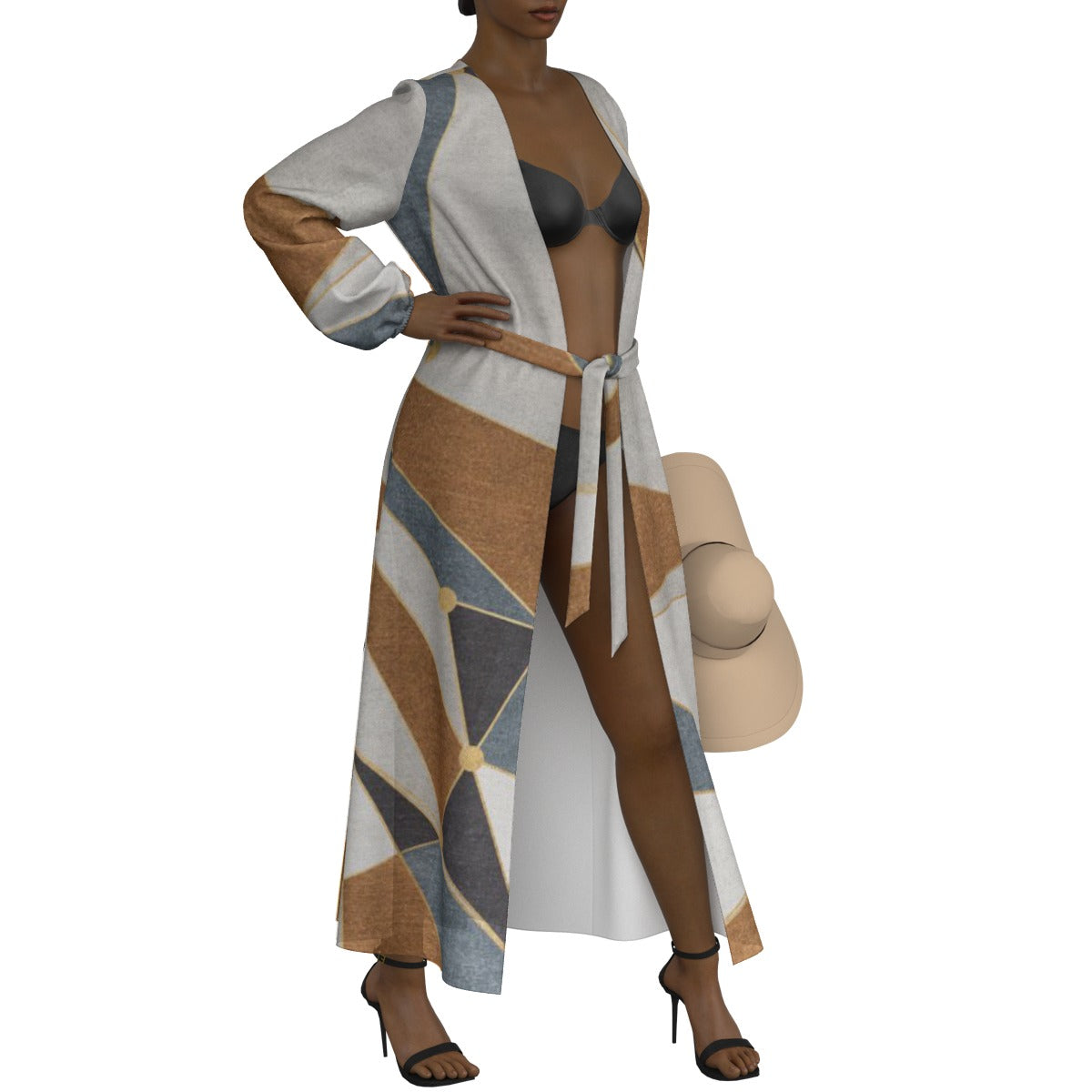 All-Over Print Women's Lace-up Chiffon Robe