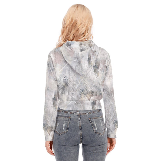 All-Over Print Women's Crop Top Hoodie With Zipper Closure