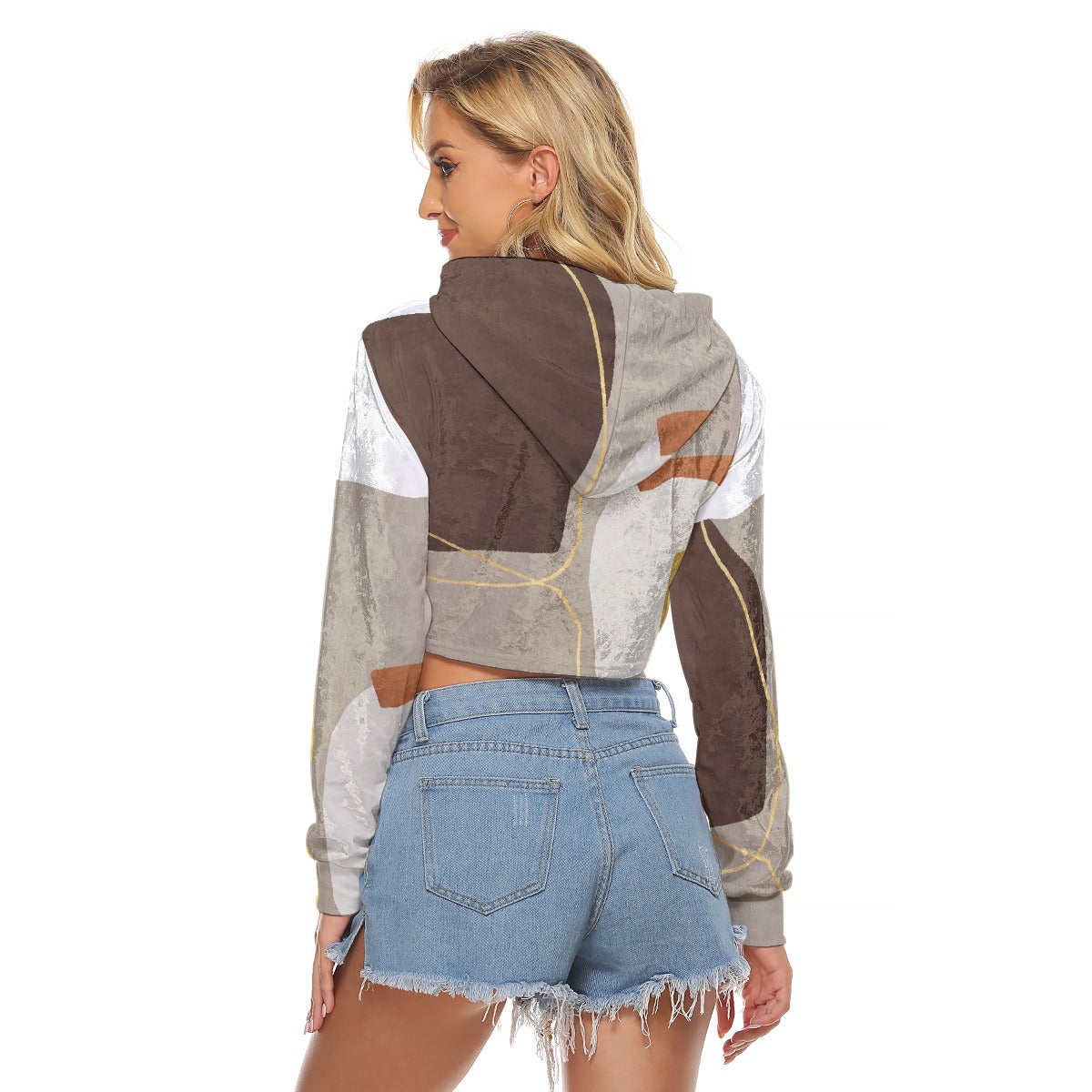 All-Over Print Women's Crop Top Hoodie|Velvet