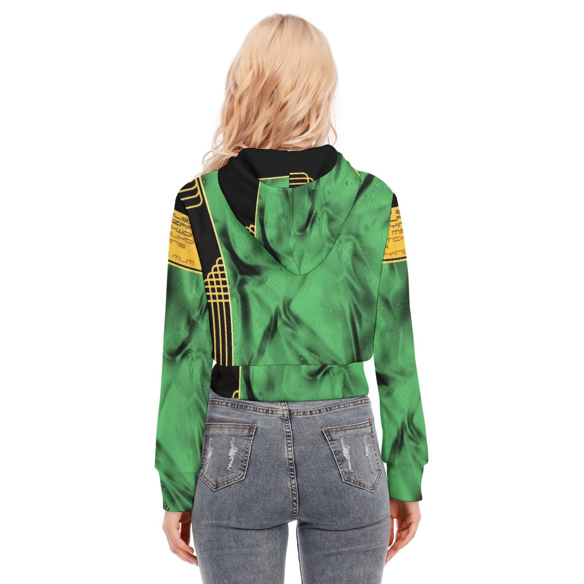 All-Over Print Women's Crop Top Hoodie With Zipper Closure