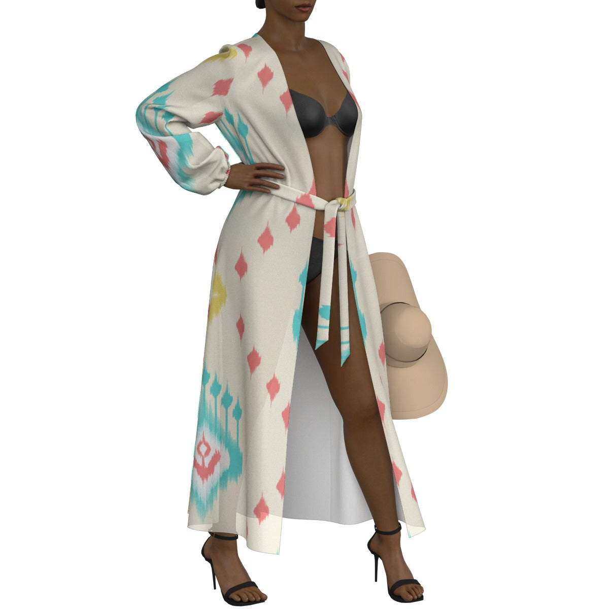 All-Over Print Women's Lace-up Chiffon Robe