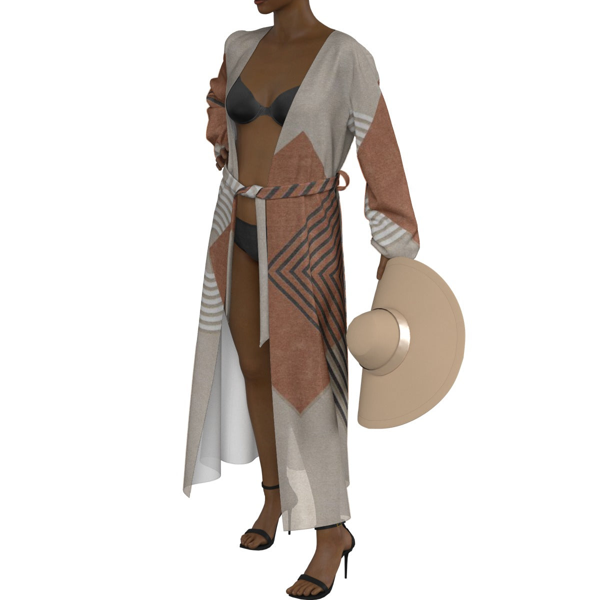 All-Over Print Women's Lace-up Chiffon Robe