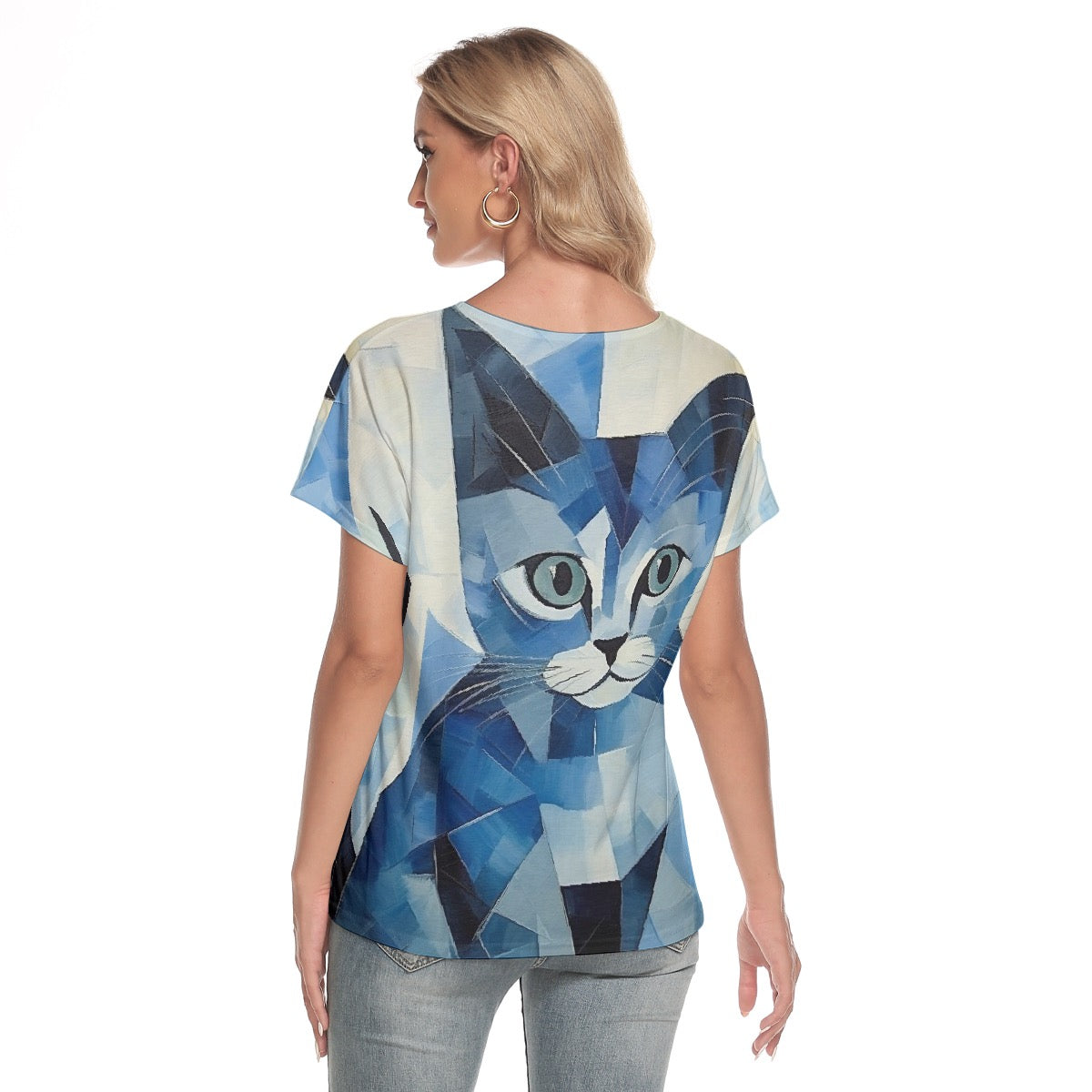 All-Over Print Women's Loose V-neck Short Sleeve T-shirt