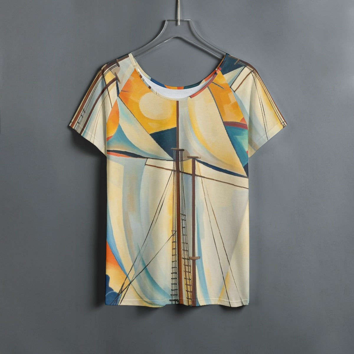 All-Over Print Women's Round Neck T-shirt With Raglan Sleeve