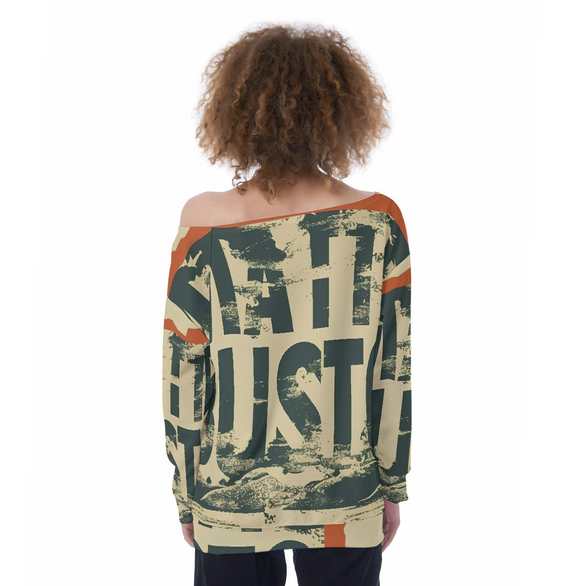 All-Over Print Oversized Women's Off-Shoulder Sweatshirt