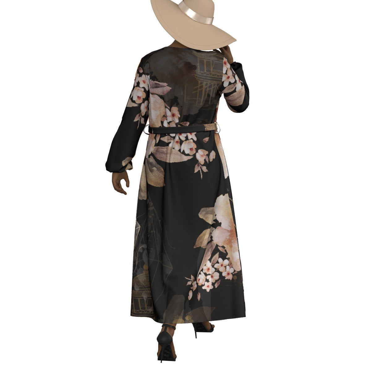 All-Over Print Women's Lace-up Chiffon Robe