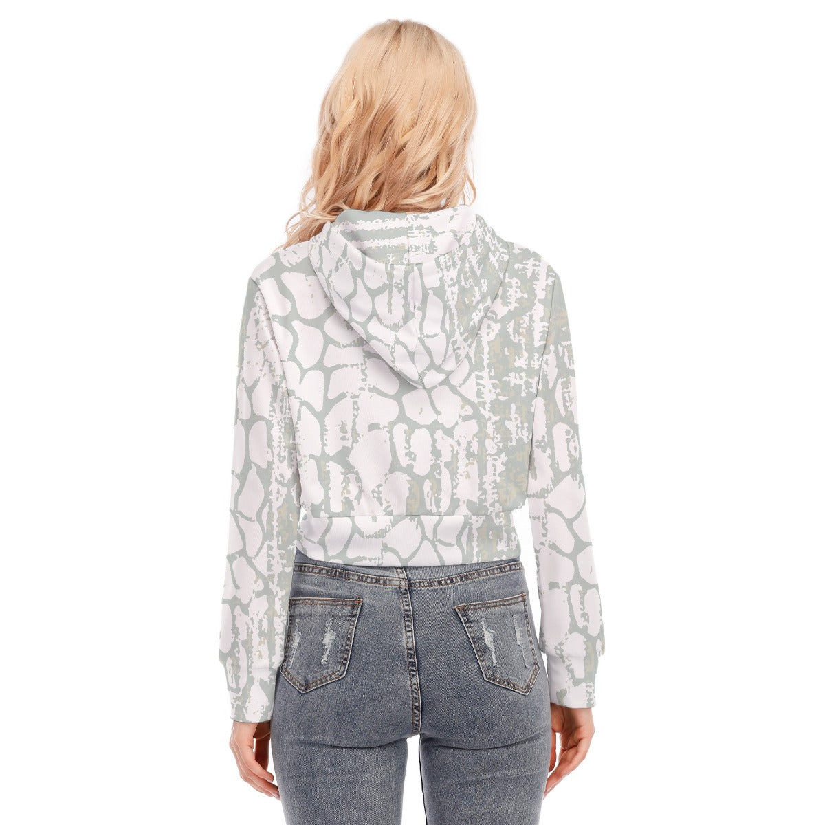 All-Over Print Women's Crop Top Hoodie With Zipper Closure