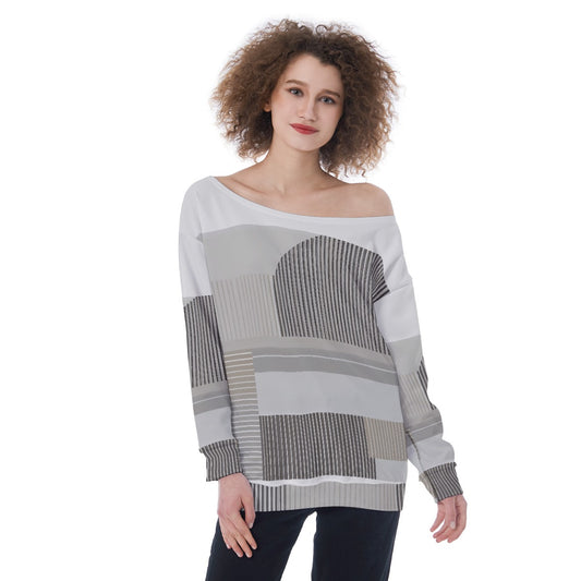 All-Over Print Oversized Women's Off-Shoulder Sweatshirt